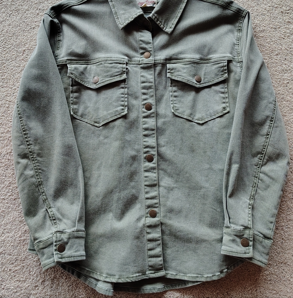 Stoosh Olive Green Women's Jacket Medium Snap Front